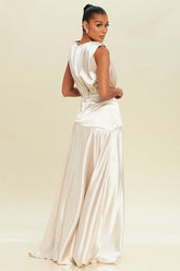 DD4025 Champagne Satin Gala Gown - La Elegant